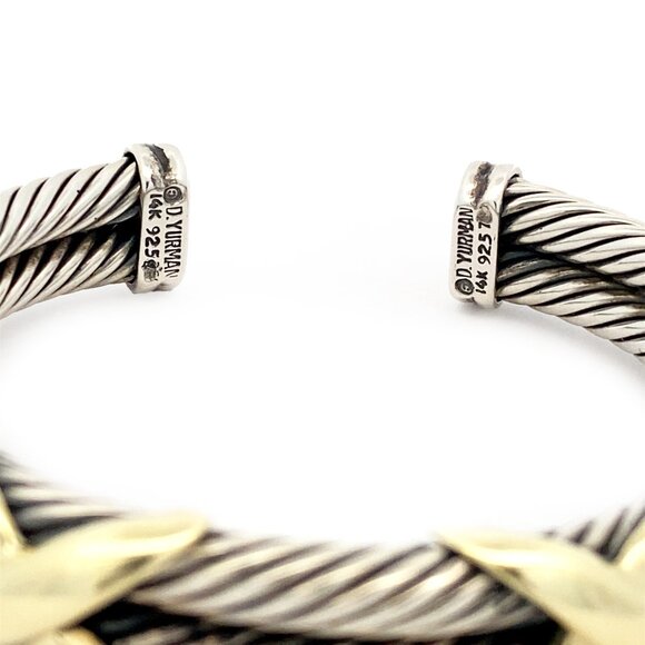Vintage Silver/14k David Yurman X Collection 5mm 2 Row Bracelet, Size Medium - Picture 3 of 4